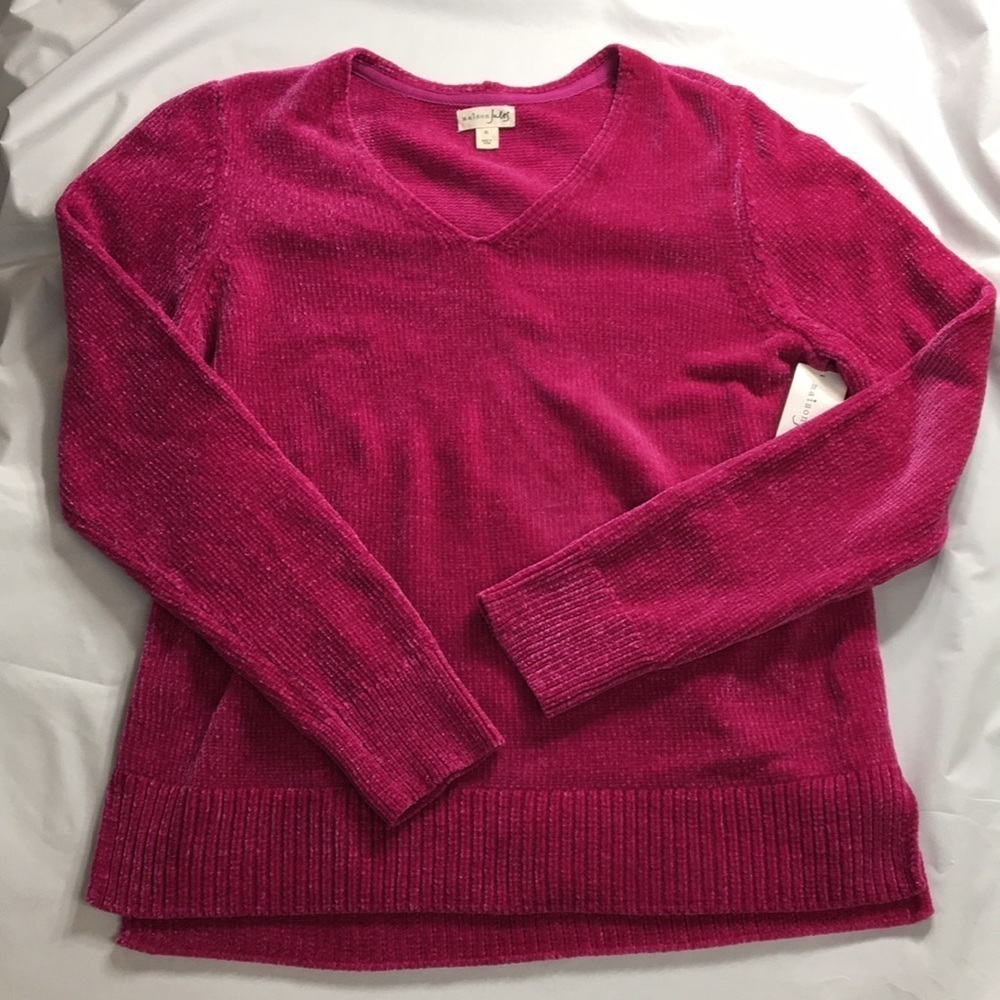 Maison Jules Women’s Chenille Ripe Raspberry Sweater Size XL NEW with Tags